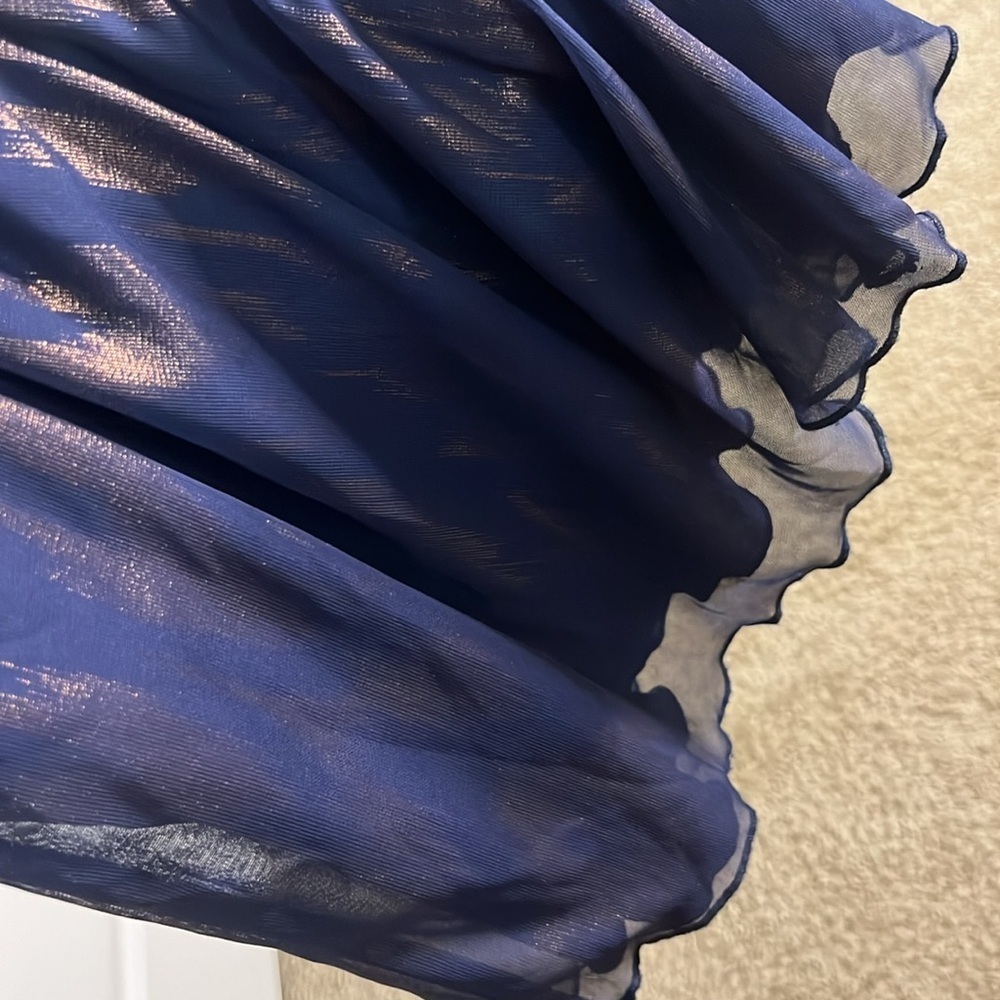 City Triangles Blue and Gold One Shoulder Evening Maxi Gown - Picture 8 of 11